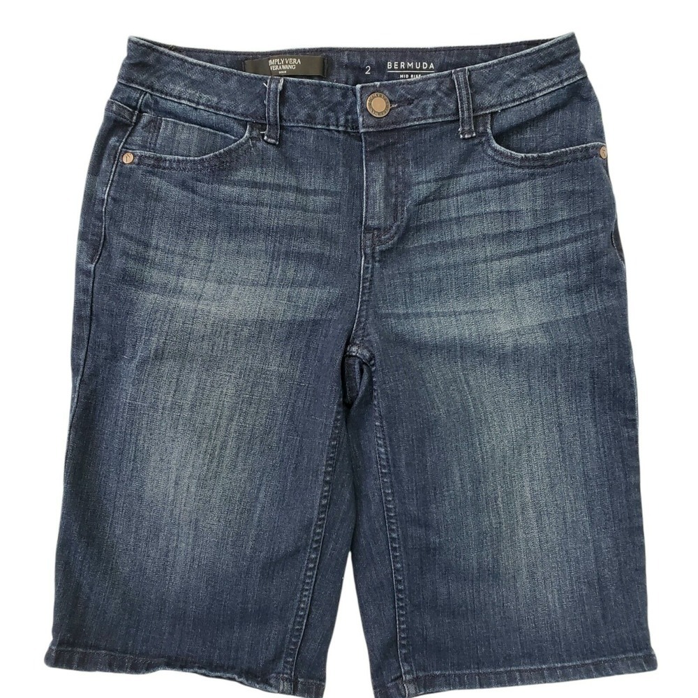 Simply Vera Vera Wang Sz 2 Womens Bermuda Mid Rise Jean Shorts‎ 11.5" Inseam